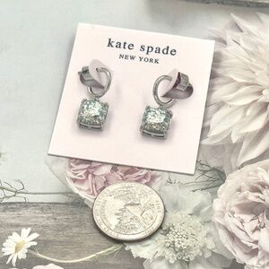 Kate Spade New York Silver Sparkly Glitter Drop Earrings